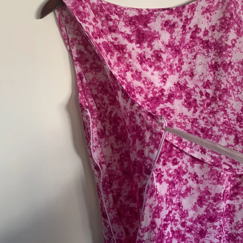 Ann Taylor Fuscia Floral Sleeveless Dress Size 12 - Picture 6 of 11